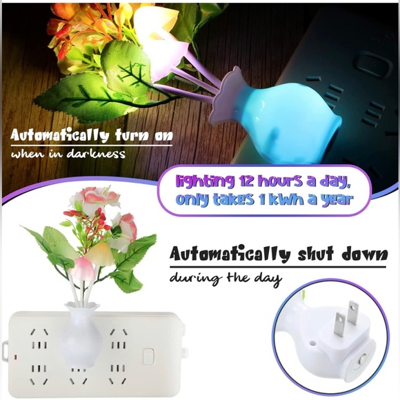 ⭐️HOST PICK⭐️Flower Wall Night Light with Auto Sensor 7 Color Change - Picture 3 of 5